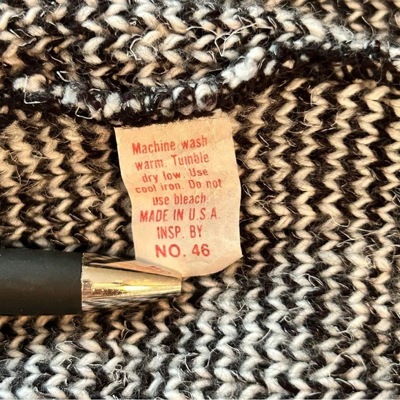 Vintage Honneywell & Todd Cardigan Women’s L Aztec Black White Oversized - Picture 7 of 9